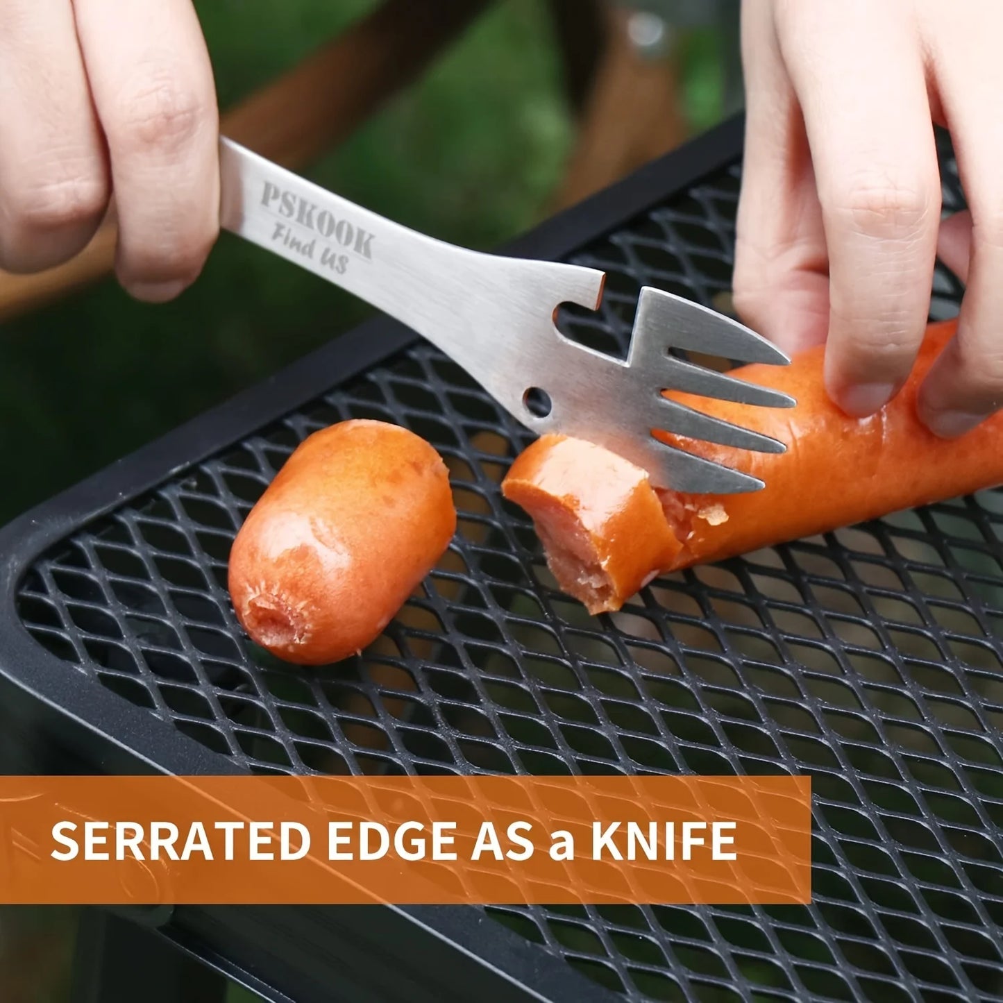 PSKOOK 5-in-1 Outdoor Survival Tools - Multi-Functional Camping EDC Kit with Fork, Knife, Spoon, and Bottle/Can Opener