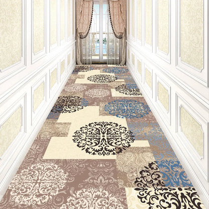 Luxury Chinese Classical Corridor Rug – Crystal Velvet Soundproof Washable Carpet for Villa, Hotel & Living Room