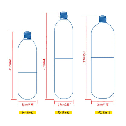 3/8-24UNF CO2 Cartridges – High Pressure Stainless Steel Rechargeable Cylinder for Oxygen Training, Scuba & Rescue Vest