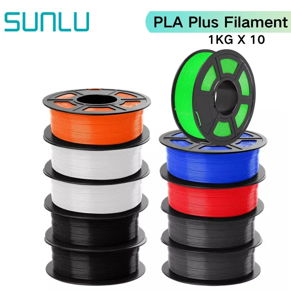 SUNLU PLA/PETG/PLA+ 3D Printer Filament Bundle – 10 Rolls 1KG Each, 1.75mm Neatly Wound Filament for 3D Printing (EU/US)
