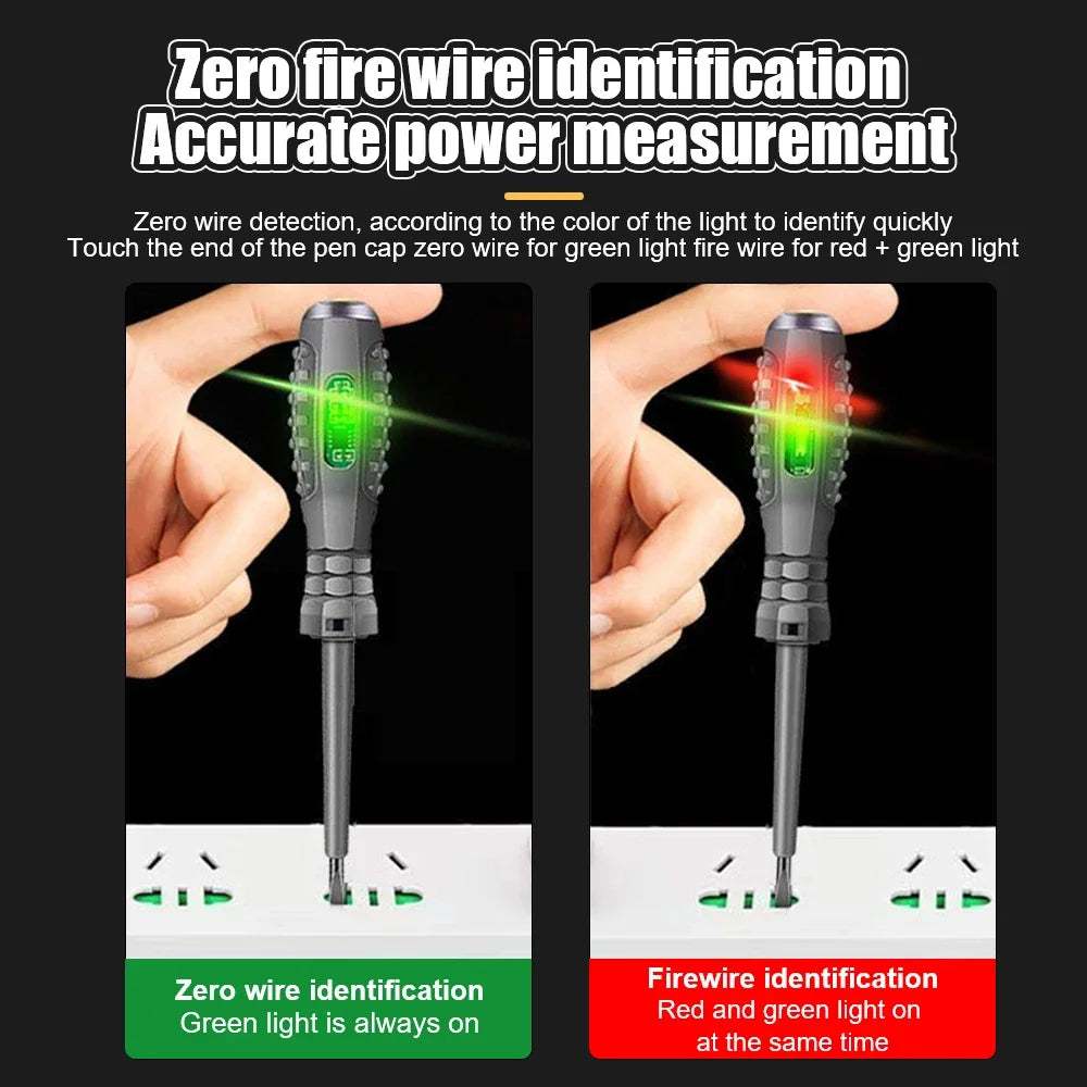 2PCS Electrician Voltage Tester Screwdrivers – 12-220V AC/DC Insulated Word & Cross Tips for Safe Electrical Work