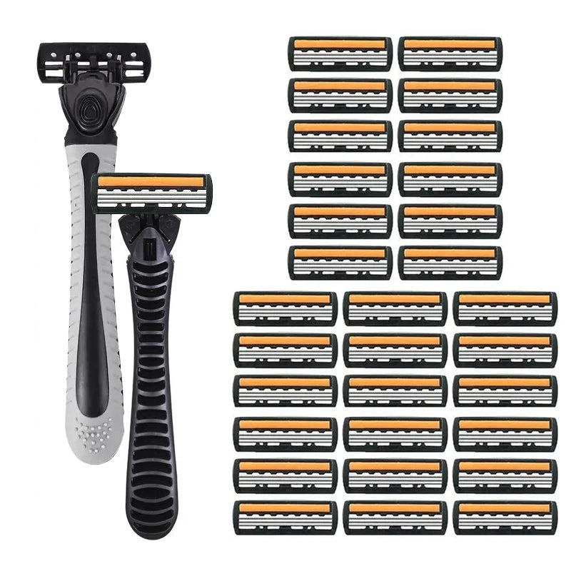 3-Layer Stainless Steel Manual Razor for Men – Washable Travel & Home Shaver for Daily Face Care