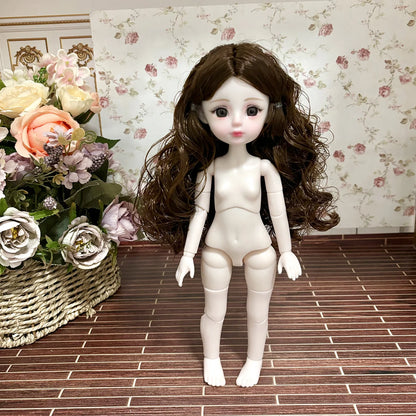 30cm 1/6 BJD Ball Jointed Doll – Starry Gray Eyes with Lolita Fashion Dress, DIY Toy Gift for Girls