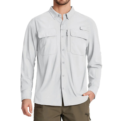 TACVASEN Men's UPF 50+ Fishing Shirt - Quick-Dry Long Sleeve Outdoor Hiking & Work Shirt