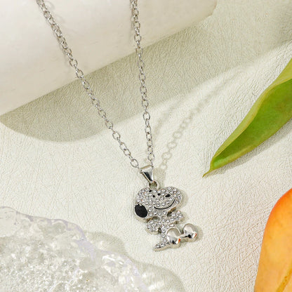 Snoopy Zircon Necklace - Cartoon Dog Pendant Couple Gift & Valentine’s Day Clavicle Chain