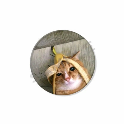 50mm Tinplate Cat Meme Button Pins – Funny Round Brooch Lapel Badge for Hats, Bags & Kids Gifts