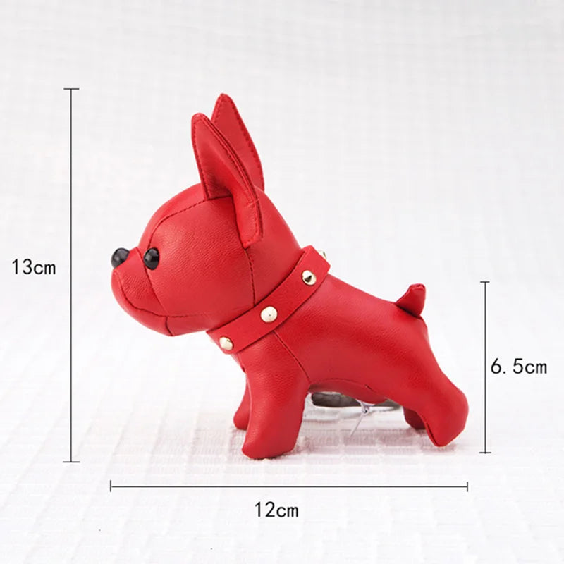 Punk French Bulldog PU Leather Dog Keychain — Fashion Bag Charm for Women Car Key Ring