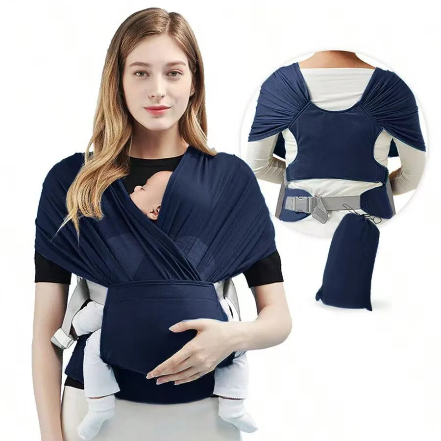 Adjustable Newborn Baby Sling - Soft Breathable Air Mesh Wrap Carrier with Hip Seat Support