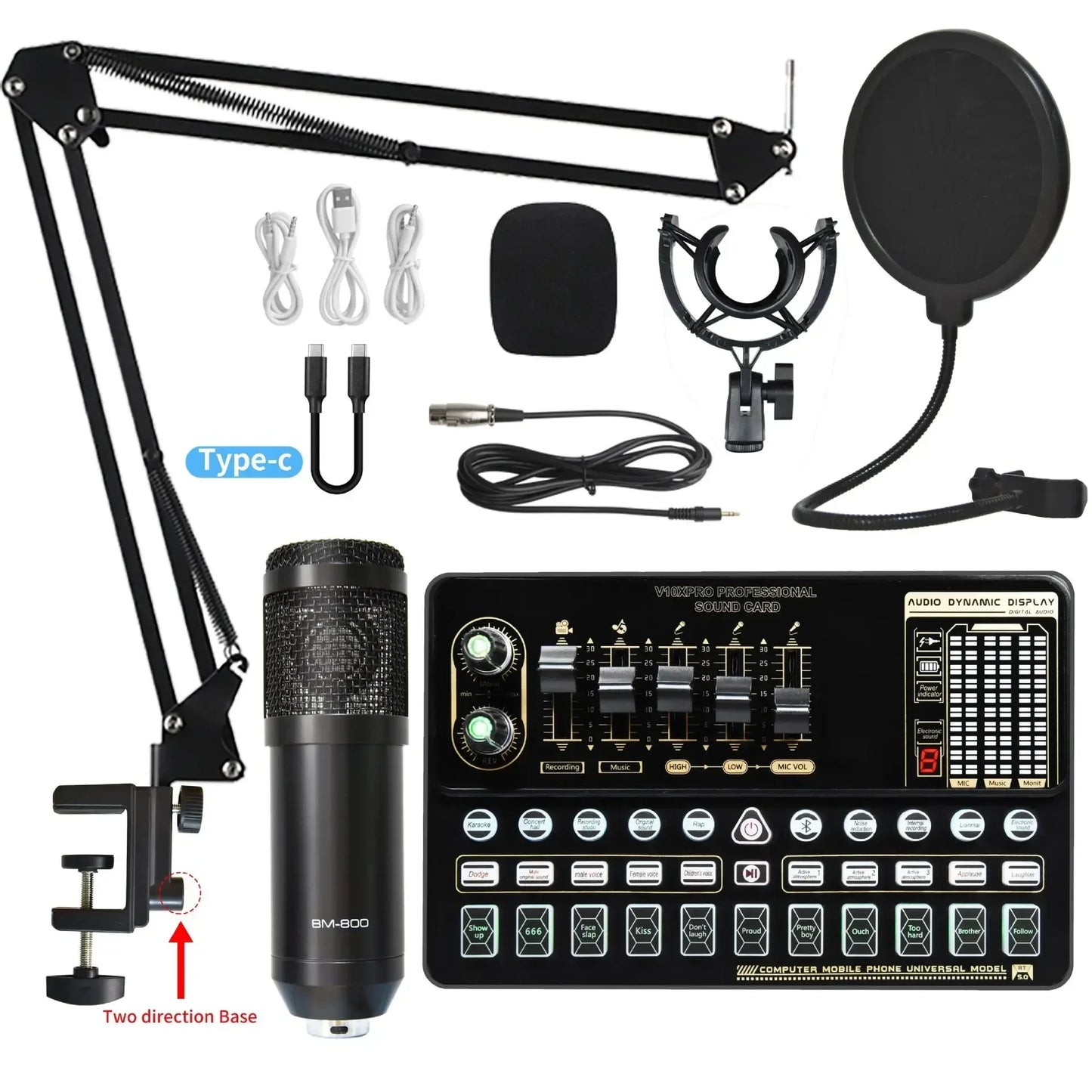 V10XPRO Computer & Mobile Live Stream Microphone Kit – Audio Studio Vocal Recording Equipment