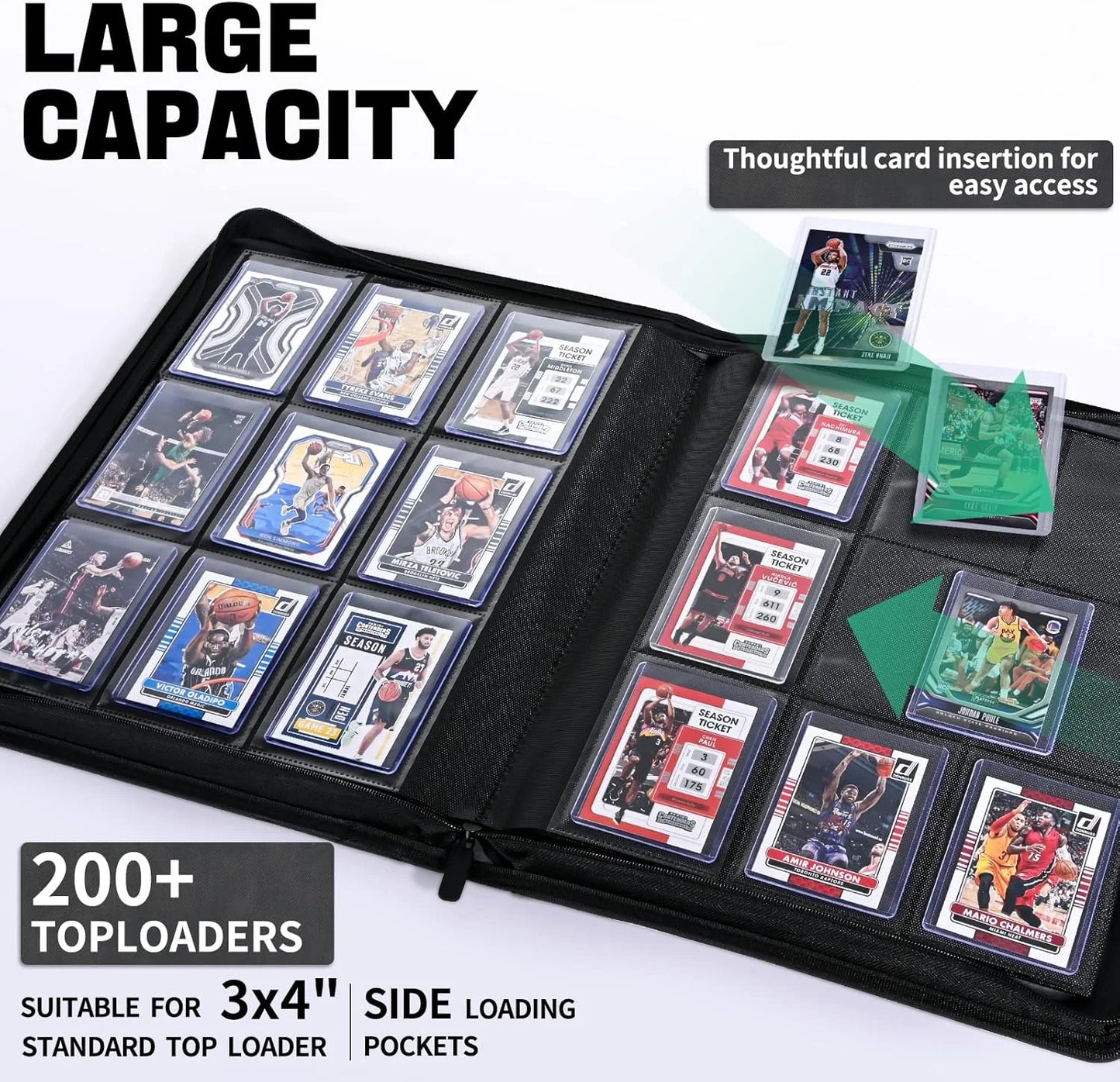 Toploader Card Binder — 9-Pocket Double-Sided Trading Card Album Holder for 3x4'' Cards