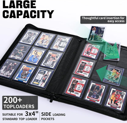 Toploader Card Binder — 9-Pocket Double-Sided Trading Card Album Holder for 3x4'' Cards