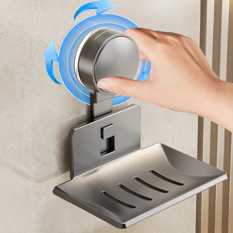 Suction Cup Soap Holder - No-Drill Wall-Mounted Bathroom Soap Dish with Drainage