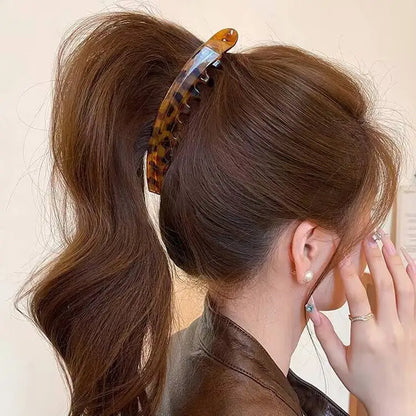 Tortoiseshell Banana Hair Clip - Fish Shape Twist Clamp Barrettes for Women Hair Styling Accessories
