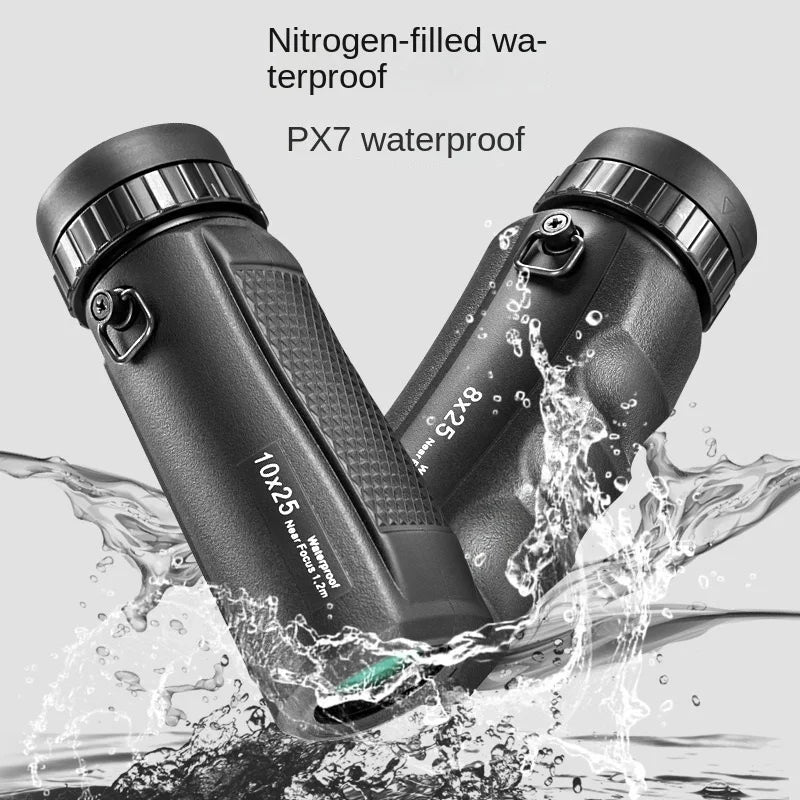 8x25 / 10x25 Mini Monocular Telescope - HD Waterproof Compact Pocket Scope for Hiking, Travel & Outdoor Viewing