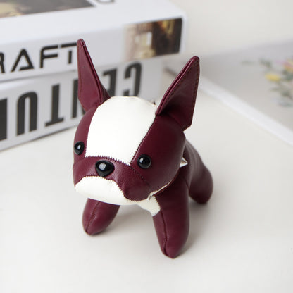 Punk French Bulldog PU Leather Dog Keychain — Fashion Bag Charm for Women Car Key Ring