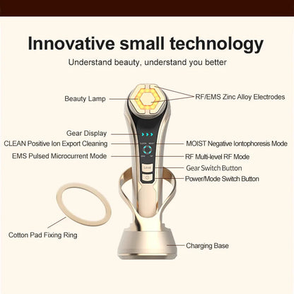 New RF Facial Lifting & Firming Beauty Device - EMS Microcurrent Rejuvenation, Home Face Care Tool, Perfect Gift Idea        4o