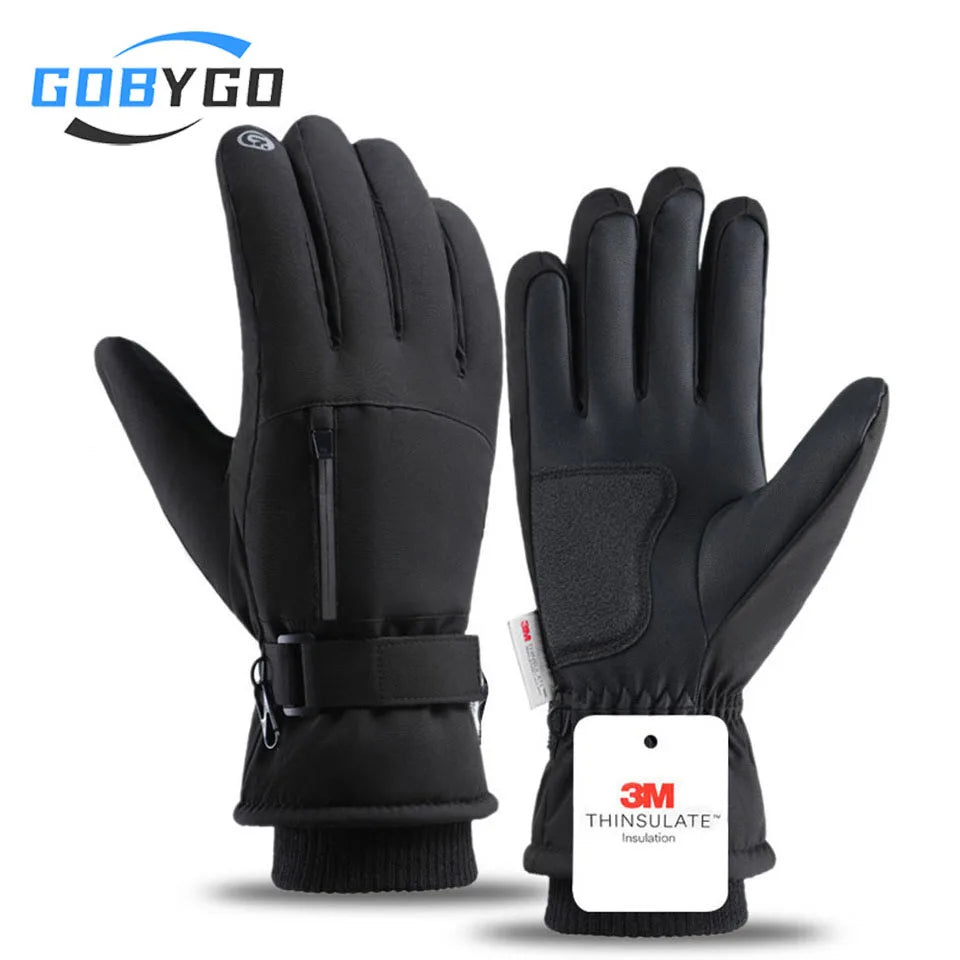 GOBYGO Winter Ski Gloves – Thick Waterproof Touchscreen Non-Slip Cold Weather Gloves with Extended Wrist for Men & Women