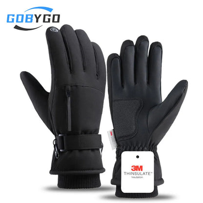 GOBYGO Winter Ski Gloves – Thick Waterproof Touchscreen Non-Slip Cold Weather Gloves with Extended Wrist for Men & Women