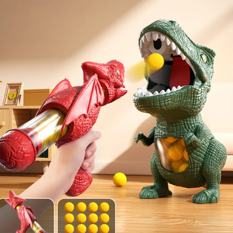 Dinosaur Shooting Game - Tyrannosaurus Rex Soft Bullet Gun, Parent-Child Interactive Puzzle Toy for Children