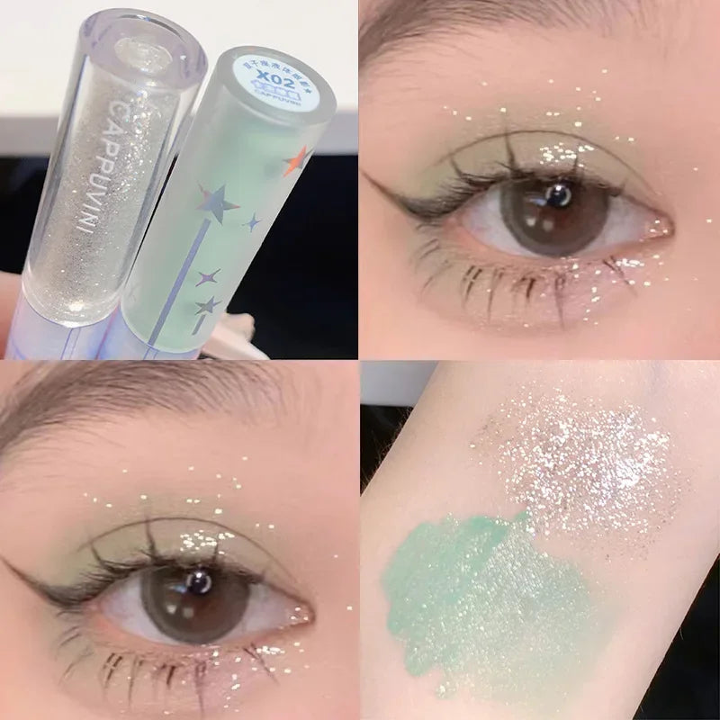 2-in-1 Double Head Glitter Liquid Eyeshadow – Waterproof Matte Blue Green Lightweight Summer Eye Makeup