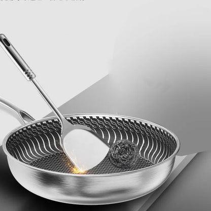 Tri-Ply 316 Stainless Steel Frying Pan – Double-Sided Honeycomb Wok Skillet for All Stoves