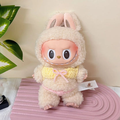 Mini Doll Swimsuit Outfit - Solid Color Clothing Accessories for 15-17cm Labubu and 10cm Cotton Dolls