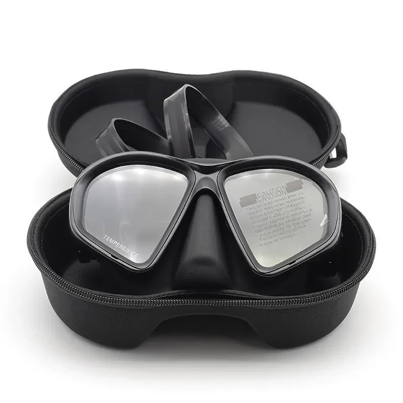 Freediving Mask with Camera Mount - Two-Window Tempered Glass Waterproof Anti-Fog Snorkeling Mask