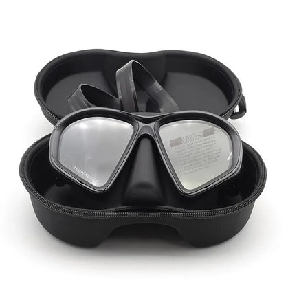 Freediving Mask with Camera Mount - Two-Window Tempered Glass Waterproof Anti-Fog Snorkeling Mask