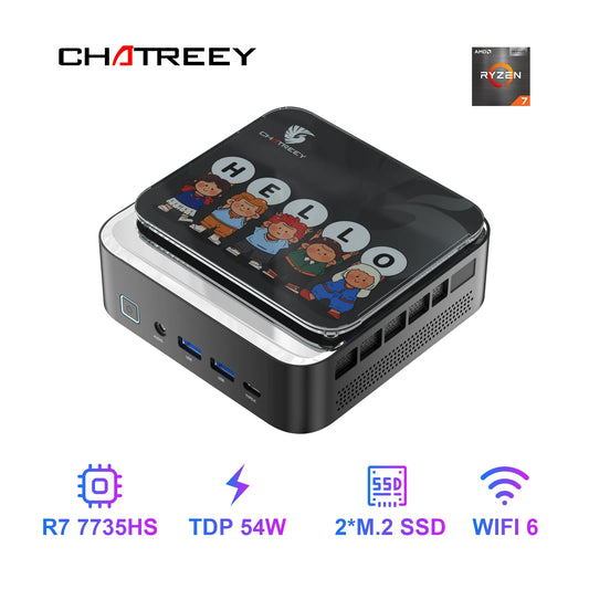 Chatreey AN3P Mini PC – R7 7735HS 680M Gaming Desktop with WiFi 6, Bluetooth 5.2, HDMI & DisplayPort