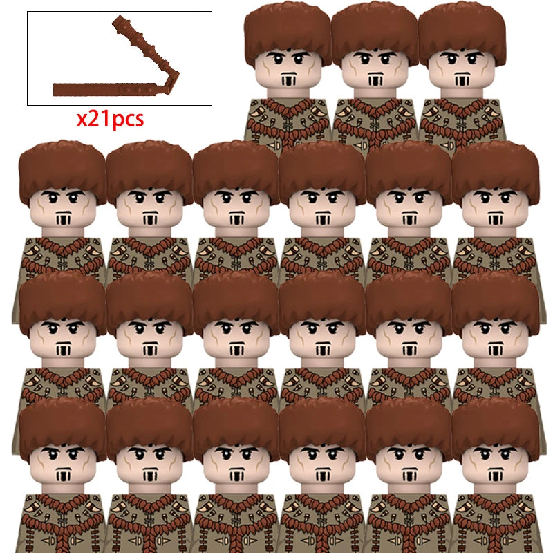 21PCS MOC Medieval Knights & Roman Legion Soldiers Building Blocks Set Warrior Figures with Weapons Helmet Bricks Toy Collection