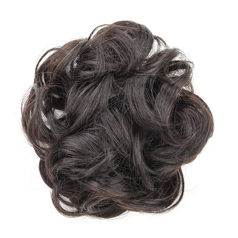 Synthetic Messy Bun Chignon Donut – Blonde & Brown Hair Bun Pad, Elastic Hair Rope, Rubber Band Hair Extensions for Women
