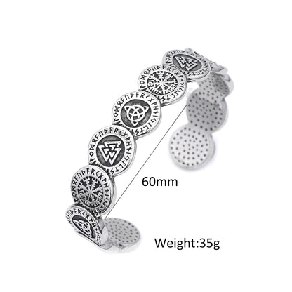 Vikings Valknut Bracelet – 316L Stainless Steel Nordic Compass Bangle, Amulet Jewelry for Men & Women