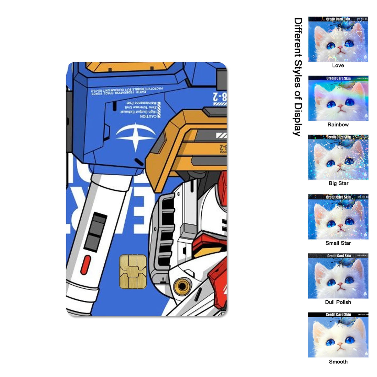 Gundam RX-78-2 & ZGMF-X19A Card Stickers - 2.5D HD Matte Waterproof PVC Skins for Credit and Debit Cards