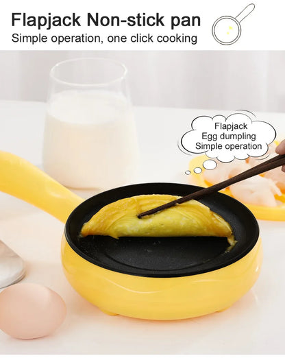 Electric Frying Pan and Omelette Maker - Mini Egg Cooker with Steamer, Automatic Power-Off - Breakfast Machine for Quick Meals