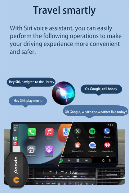 Acodo Wired to Wireless CarPlay Dongle – Android Auto Adapter, Fast WiFi, USB Type-C Plug & Play