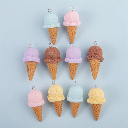 3D Ice Cream Resin Charms - Cute Food-Themed Pendants for DIY Earrings, Keychains & Jewelry Accessories