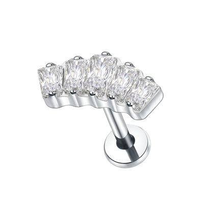 Titanium CZ Tragus & Helix Stud – Internally Threaded Labret Lip Ring Piercing Earring (1PC)