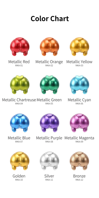 DSPIAE MKA Super Metallic Brush Pen – 12 Water-Based Colors with Soft Tip for Gundam & Mecha Model DIY Hobby