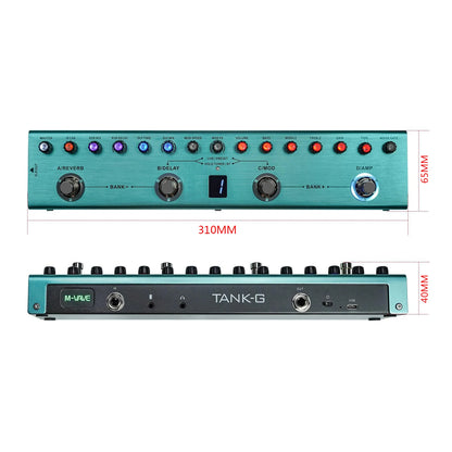 M-VAVE Tank-G Guitar Multi-Effects Pedal – Rechargeable with 36 Presets, 9 Preamp Slots, 8 IR Cab Slots & Modulation/Delay/Reverb Effects