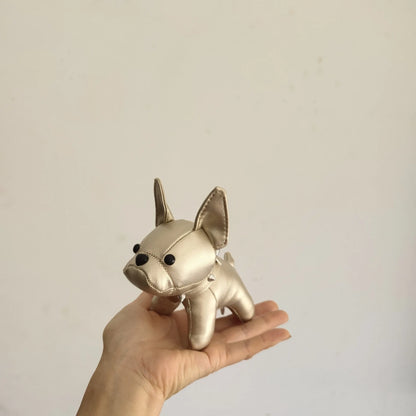 Punk French Bulldog PU Leather Dog Keychain — Fashion Bag Charm for Women Car Key Ring