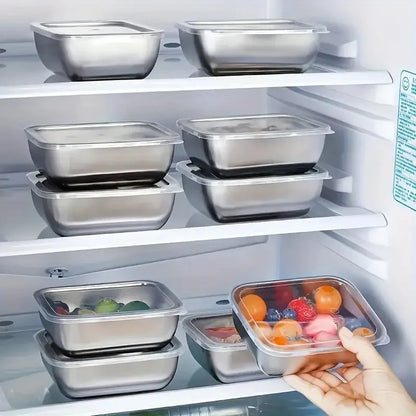 5-Piece Stainless Steel Food Storage Containers - Stackable Meal Prep Boxes for Kitchen, Fridge, Lunch & Travel