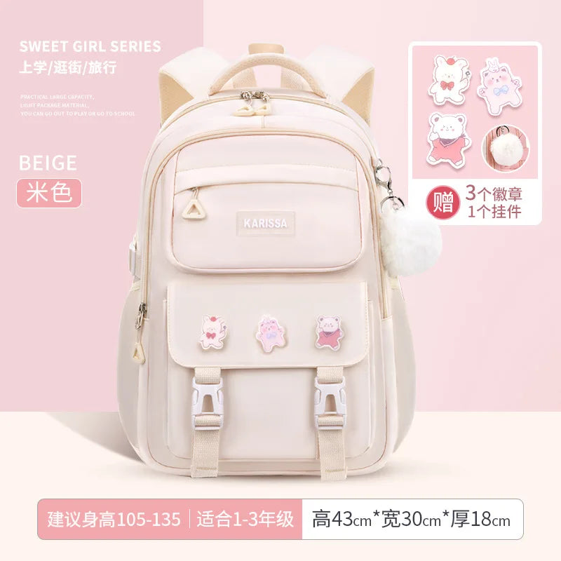 Girls’ School Backpack Set – Kawaii Water-Resistant Bookbags for Elementary Kids, Primary School Bag