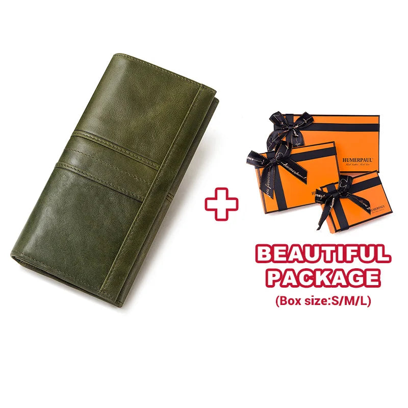Women’s Genuine Leather Clutch Wallet – RFID Blocking Phone Purse with Zipper Pocket & Card Holder