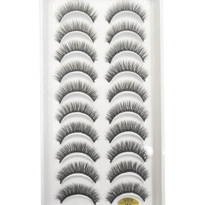 10 Pairs 3D Mink False Eyelashes – Soft Natural Cross Messy Dense Lash Extensions Makeup