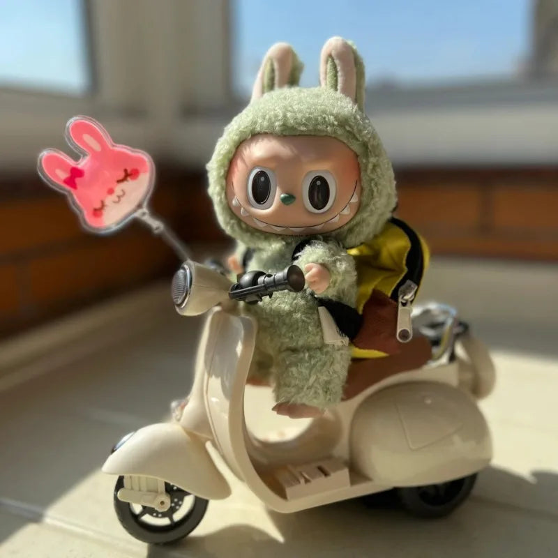 Labubu Mini Electric Motorcycle Doll – Cute Toy with Lights, Music & Accessories for Kids