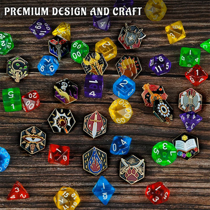 DND 5E Character Class Enamel Pin Set - 15 Piece Tabletop RPG Badges for Gamers & Collectors