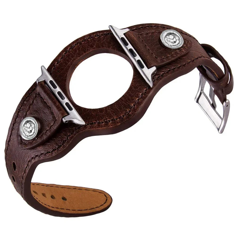 PU Leather Apple Watch Strap – Compatible with Series 1–9, SE & Ultra (38mm–49mm) for Men & Women