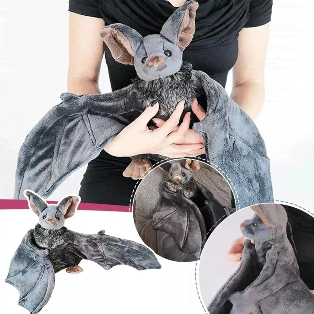 Vivid Bat Plush Pillow - Realistic Foldable Wing Stuffed Doll, Soft Seat Cushion and Halloween Christmas Decor