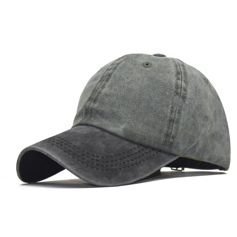 Baseball Snapback Cap – Pure Color Cowboy Hat, Water-Washed Hip Hop Fitted Cap for Men & Women, Spring & Autumn