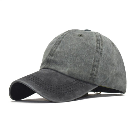 Baseball Snapback Cap – Pure Color Cowboy Hat, Water-Washed Hip Hop Fitted Cap for Men & Women, Spring & Autumn